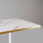 Шикарный круглый белый стол 60x60 см, белый мрамор, латунь — изображение 4