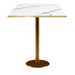 Высокий стол Chic Rome Gold 60x60 см из белого мрамора